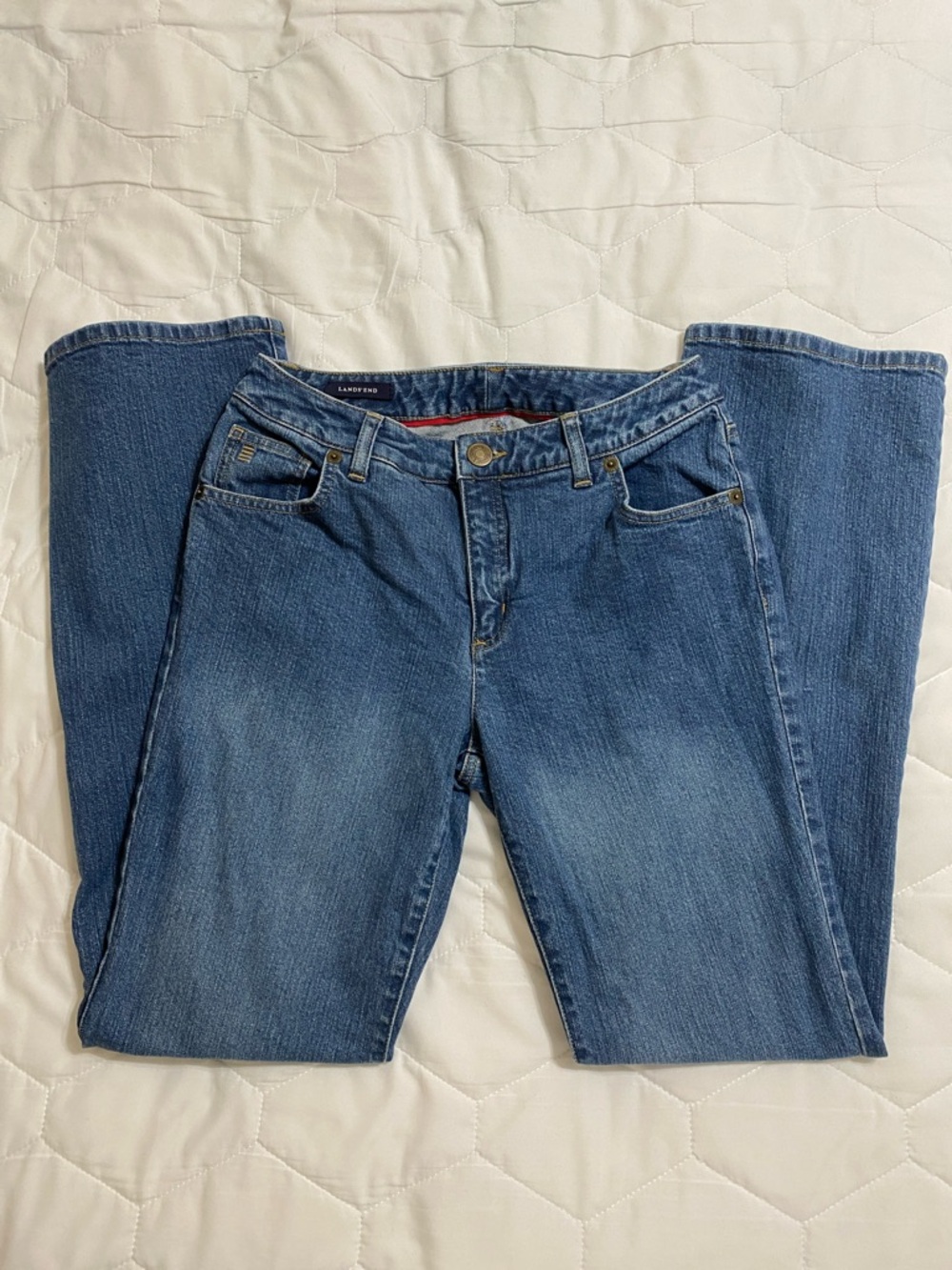 Land's End Jeans Boot Cut Blue Wash V#2623 Stretch Mid Rise Size 6x32